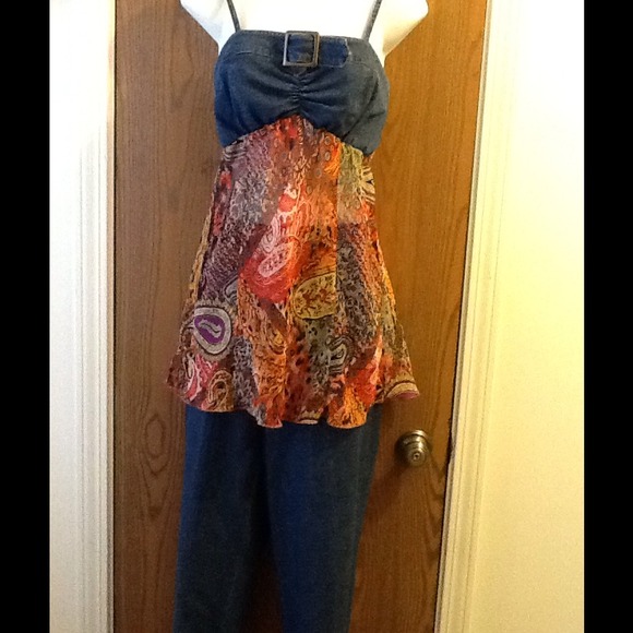 Metrostyle 2pc Denim pant set NWOT - Picture 1 of 3