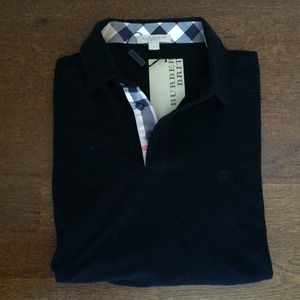 Burberry MEN Black Long Sleeve Polo Shirt