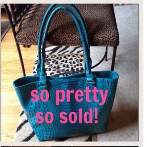 Mark Fisher Teal Animal Skin Print Bag