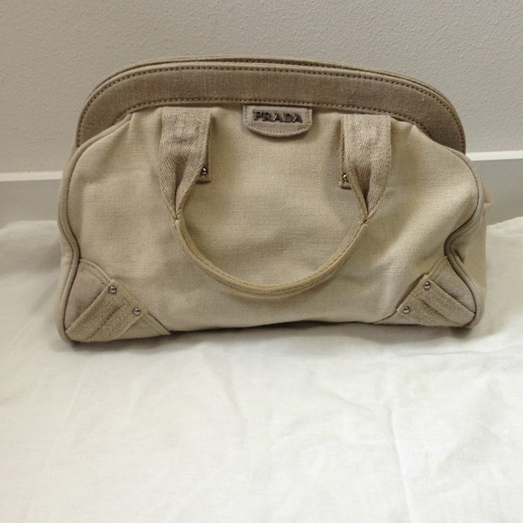 Prada natural canvas satchel purse