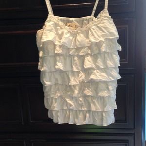 White ruffled tank top
