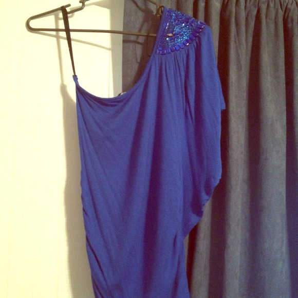 BodyCentral dark blue one shoulder top