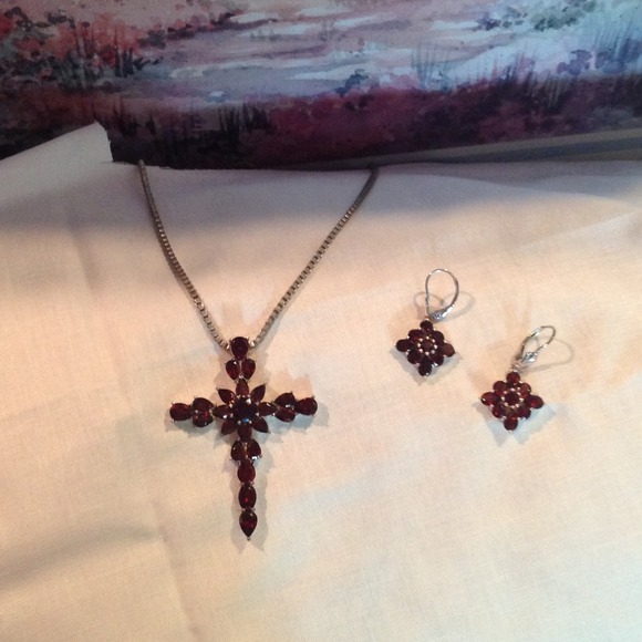 January birthstone. Cross - earrings