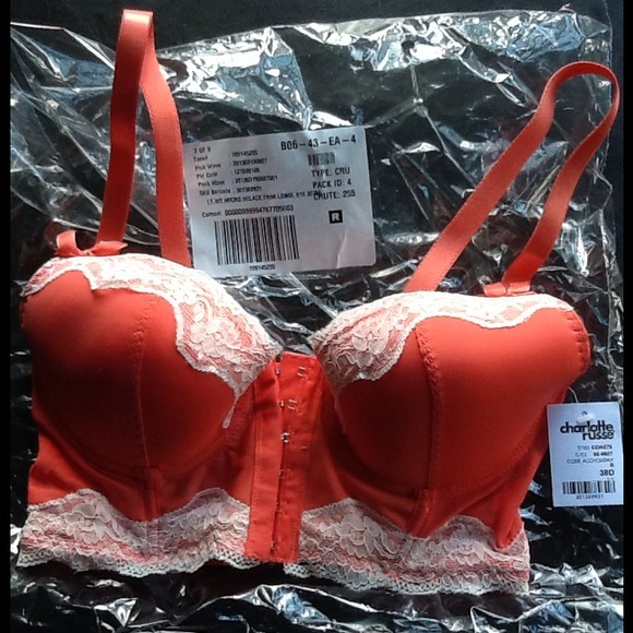 🚫SOLD🚫**NWT** SEXY Orange Lace Trim Bra 38 C/D