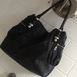 Black leather bag
