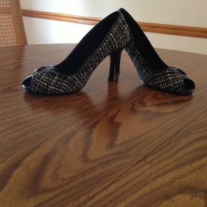 Black and White Tweed Heels