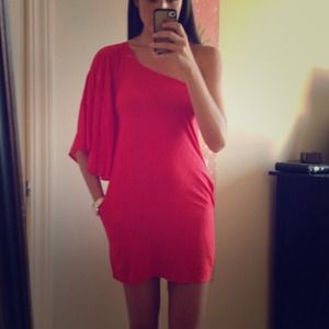 One Shoulder Coral Dress