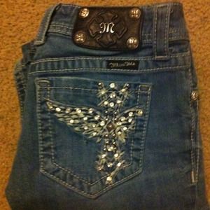 Pair of miss me bootcut jeans size 27 barely worn!