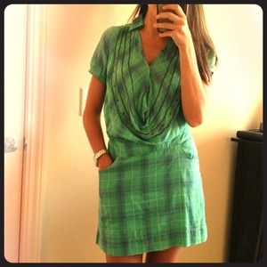 Plaid Drop Waist Dress with Chain Detail