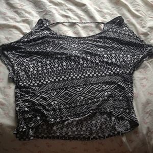 Wet Seal Black and White Aztec Crop top