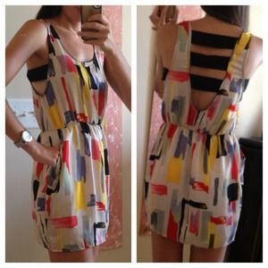 Multicolored Dress with Cutouts