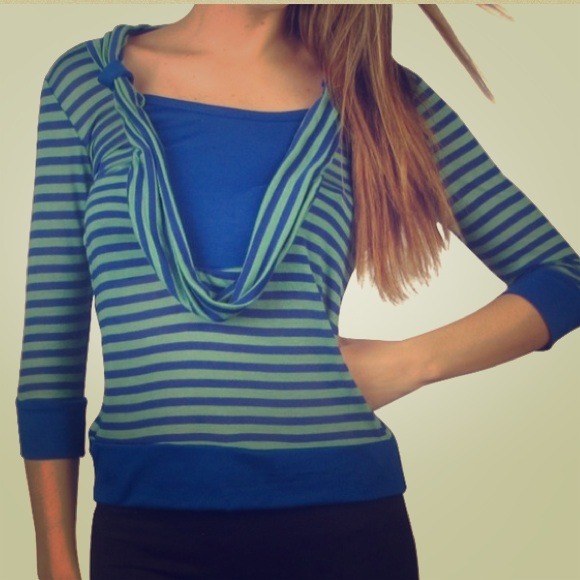 Brand new blue and green stripes top