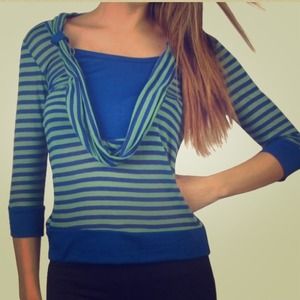 Brand new blue and green stripes top