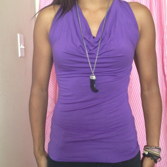 Backless purple shirt