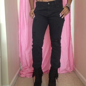 Ripped black denim