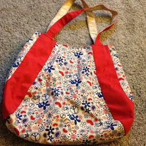 Red white and blue purse