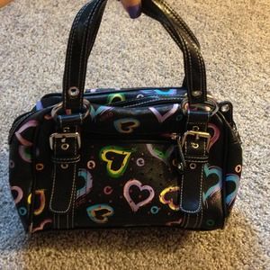 Black with colorful hearts purse