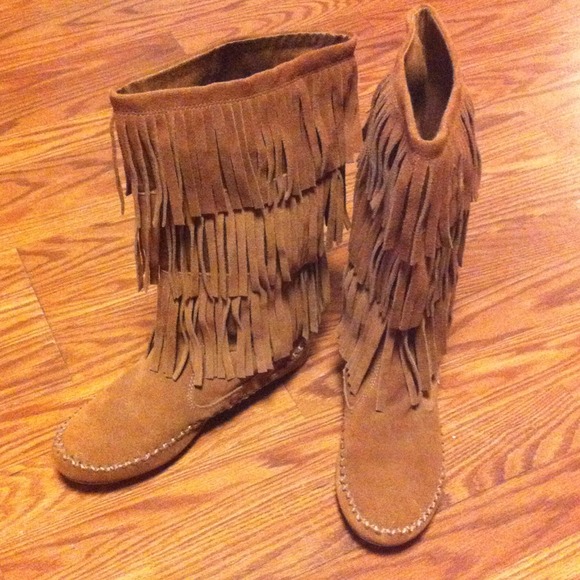Lauren Conrad Fringe Calf Boots
