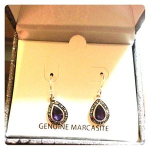 Fine Silver Plated earrings  genuine marcasite