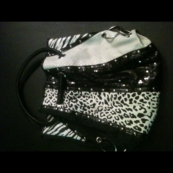 Tri-Animal Print Purse With Sequins