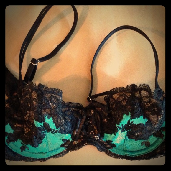 💙 Turquoise & Black Lacey Bra- Swarovski crystal