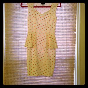 White polka dot peplum dress