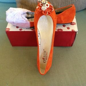 Brand new in box orange jeweled flats! Size 7.5