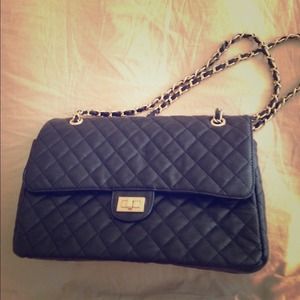 Black quilted jumbo purse