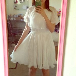 White ruffle chiffon dress size s