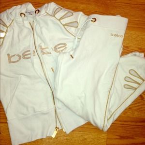 White & gold bebe sweat suit