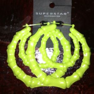 Lime green bamboo earrings