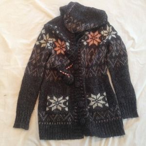 Grey long sweater coat