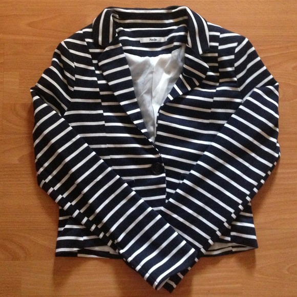 Navy w/ White Stripes Blazer S