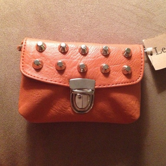 <SOLD in bundle> orange purse with metal studs - Picture 1 of 4