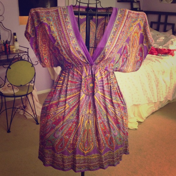 Purple paisley print dress