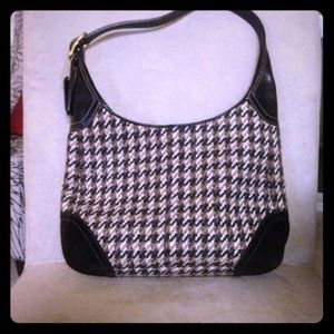 Authentic COACH brown tweed & leather hobo bag