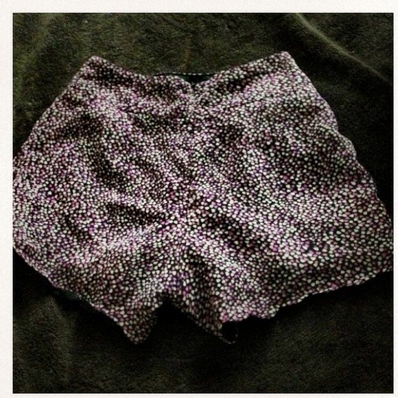 High waisted purple print shorts