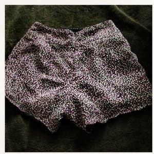 High waisted purple print shorts