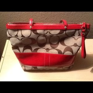 Authentic Signature Coach Bag with Leather Band