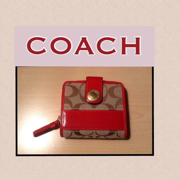 Authentic Signature Coach Coin Purse with Leather