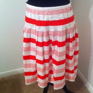 Red and white striped skirt