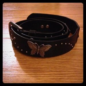 Black Belt with Silver Butterfly Detailing
