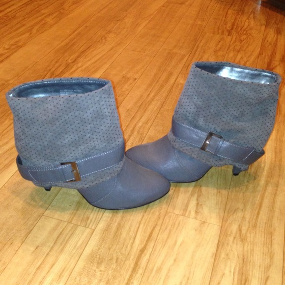 Grey bootie heels. Gently used, only wore twice - Picture 1 of 2