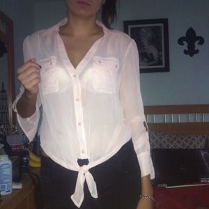 Sheer pink shirt / top