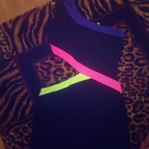 All black with a cut open side with neon colors.
