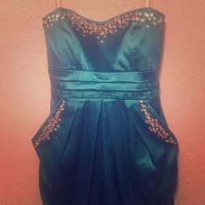 Fancy dark blue dress.