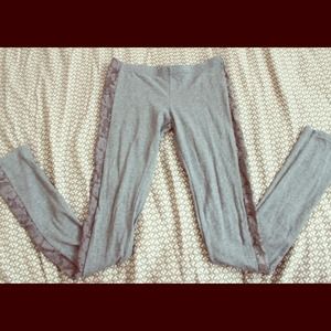 Grey Seam Floral Lace Leggings