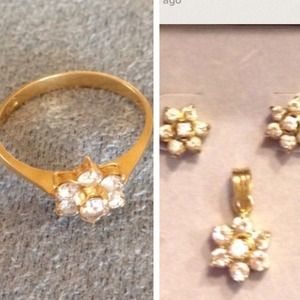 10k earring and pendant with CZ with 14k ring CZ