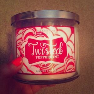 Bath and body works "twisted peppermint" candle