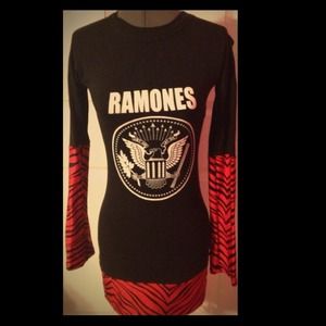 Ramones dress with red zebra trim. Size S/M.